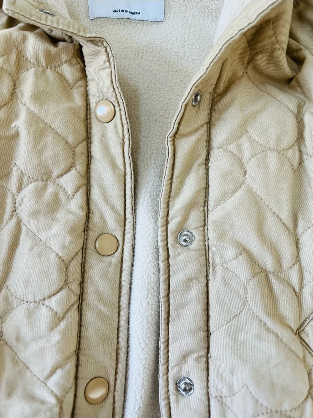 Old Navy Quilted Sherpa-Lined Hooded Jacket - British Khaki size 5T
